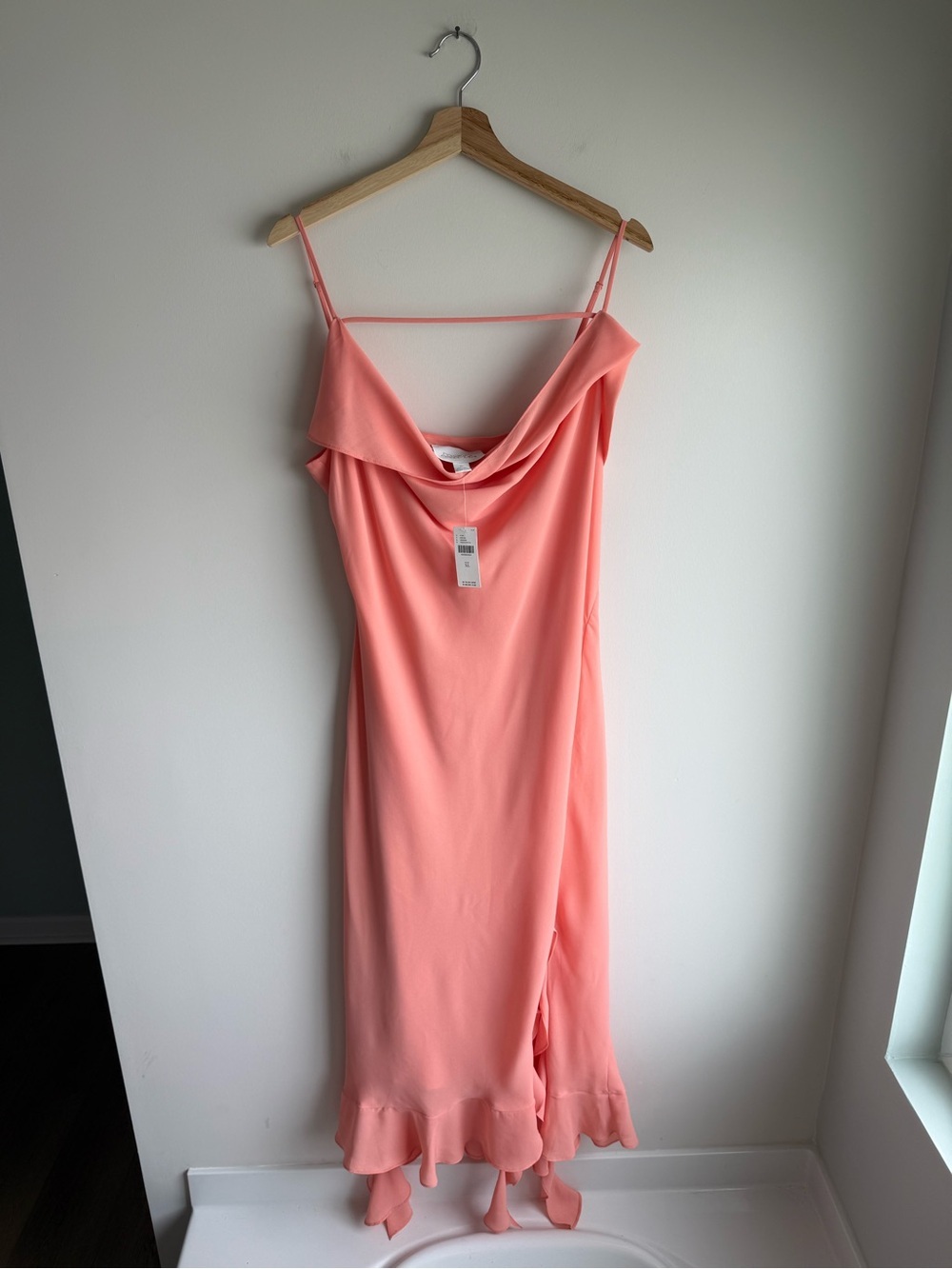 Mare Mare for Anthropologie NWT Coral Cowl Neck Ruffle Midi Dress XL - Picture 2 of 6